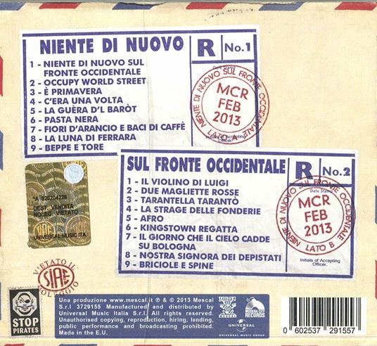 Niente di nuovo sul fronte occidentale - CD Audio di Modena City Ramblers - 2