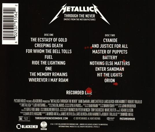 Through the Never - CD Audio di Metallica - 2