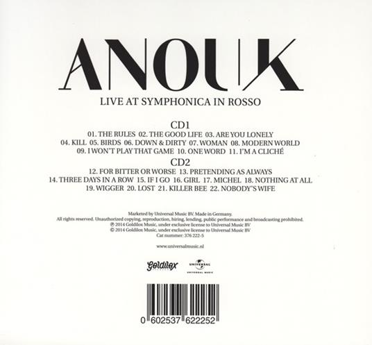 Live at Symphonica in - CD Audio di Anouk - 2