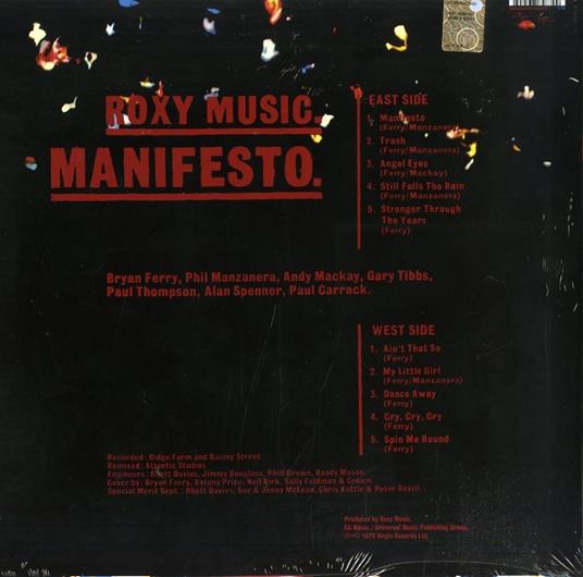 Manifesto - Vinile LP di Roxy Music - 2