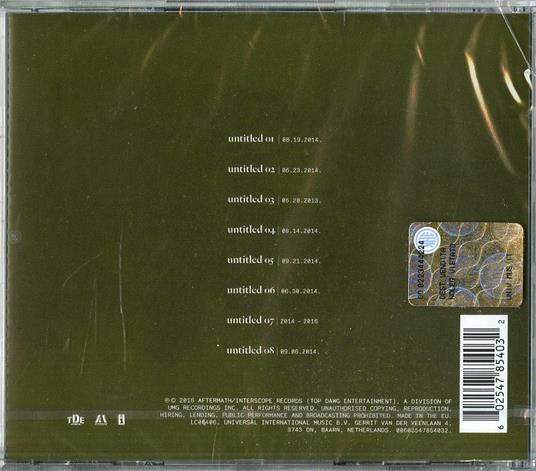 Untitled Unmastered - Kendrick Lamar - CD