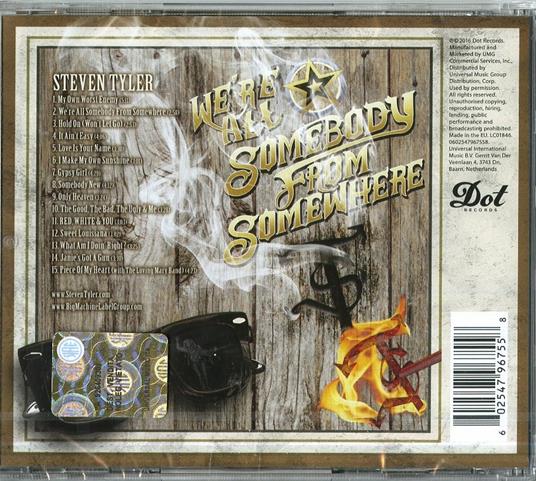We're All Somebody From Somewhere - CD Audio di Steven Tyler - 2
