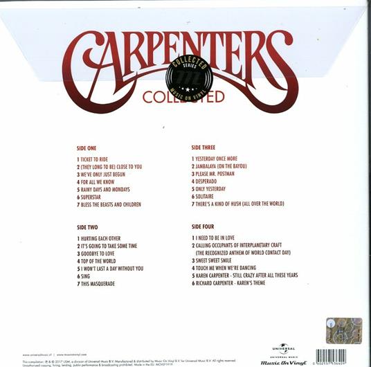 Collected (180 gr.) - Vinile LP di Carpenters - 2