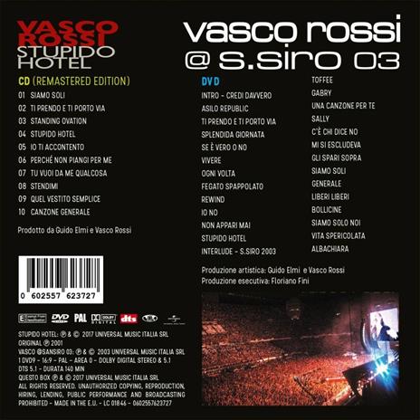 Stupido Hotel - Vasco Rossi @ S. Siro 03 (Remaster) - CD Audio + DVD di Vasco Rossi - 3