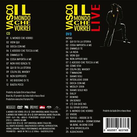 Il mondo che vorrei - Il mondo che vorrei Live (Remaster) - CD Audio + DVD di Vasco Rossi - 3