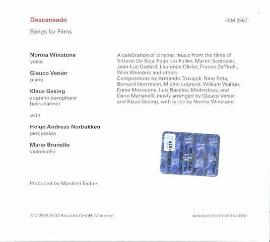 Descansado. Musica per film (Colonna Sonora) - CD Audio di Norma Winstone - 2