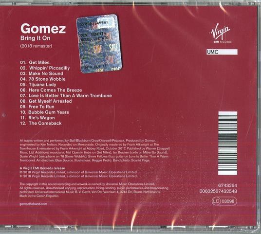 Bring it on (20th Anniversary Edition) - CD Audio di Gomez - 2