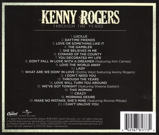 The Best of. Through the Years - CD Audio di Kenny Rogers - 2
