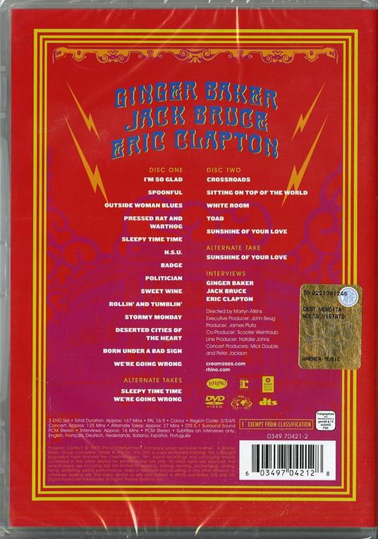Cream. Royal Albert Hall. 2,3,5,6 May 2005 (2 DVD) - DVD di Cream - 2