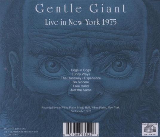 Live in New York 1975 - CD Audio di Gentle Giant - 2