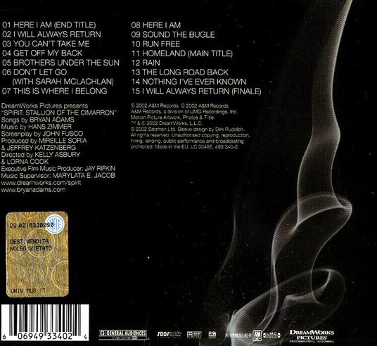 Spirit (Colonna sonora) - CD Audio di Bryan Adams - 2