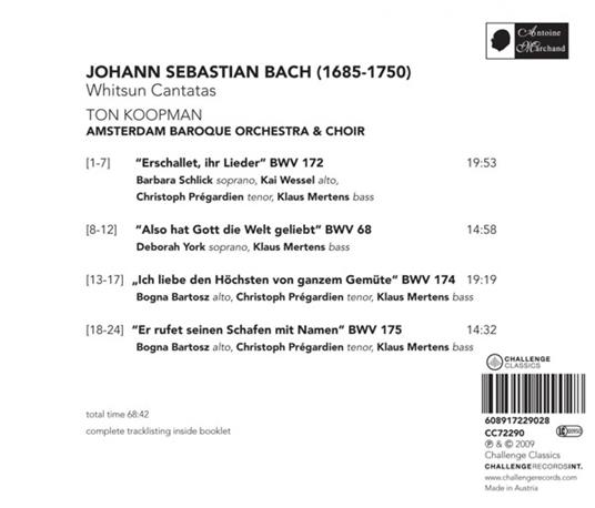 Whitsun Cantatas - CD Audio di Johann Sebastian Bach