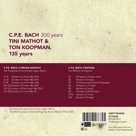 Fantasia - 6 Organ Sonatas - CD Audio di Carl Philipp Emanuel Bach - 2