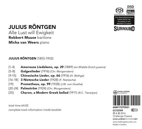 Alle Lust Will Ewigkeit - CD Audio di Julius Röntgen - 2