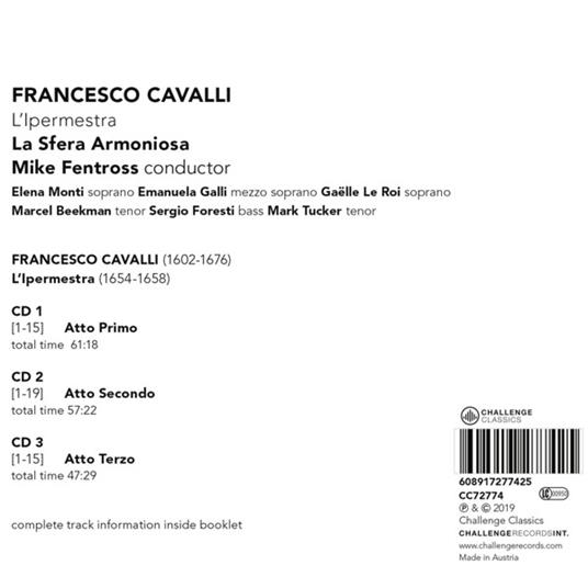 L'Ipermestra - CD Audio di Francesco Cavalli,Sfera Armoniosa,Mike Fentross - 2