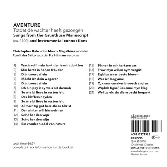 Songs from the Gruuthuse Manuscript (Ca. 1400) And Instrumental Connections - CD Audio - 2