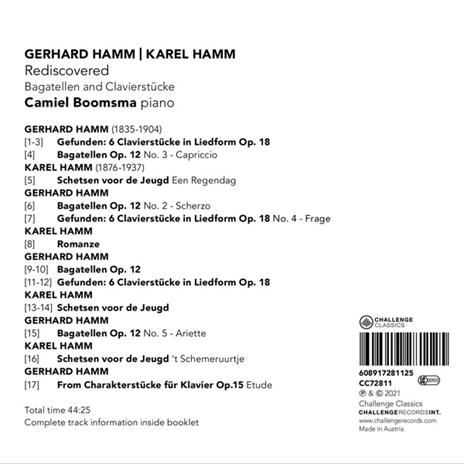 Rediscovered. Bagatellen And Clavierstücke - CD Audio di Camiel Boomsma - 2