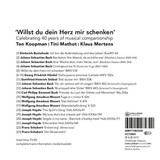 Willst Du Dein Herz Mir Schenken - CD Audio di Ton Koopman - Tini Mathot - Klaus Merthens - 2