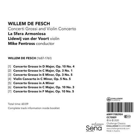 Concerti Grossi & Violin Concertos - CD Audio di Sfera Armoniosa,Willem de Fesch - 2
