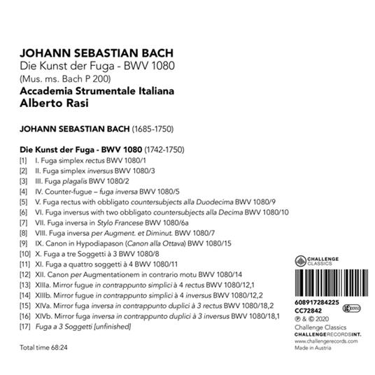 Die Kunst Der Fuga BWV1080 - CD Audio di Johann Sebastian Bach,Alberto Rasi - 2