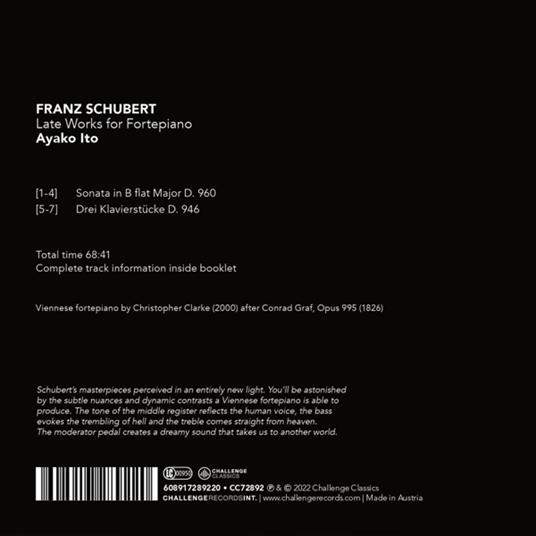 Sonata In B Flat Major D.960 - Drei Klavierstücke D946 - CD Audio di Franz Schubert,Ayako Ito - 2