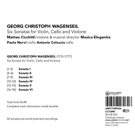Six Sonatas For Violin, Cello And Violone - CD Audio di Georg Christoph Wagenseil - 2