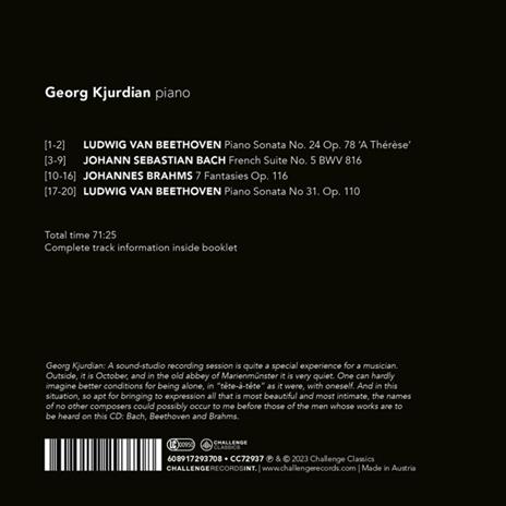 Sonatas Op. 78 & Op. 110 - French Suite Bwv 816 - Fantasies Op. 116 - CD Audio di Georg Kjurdian - 2