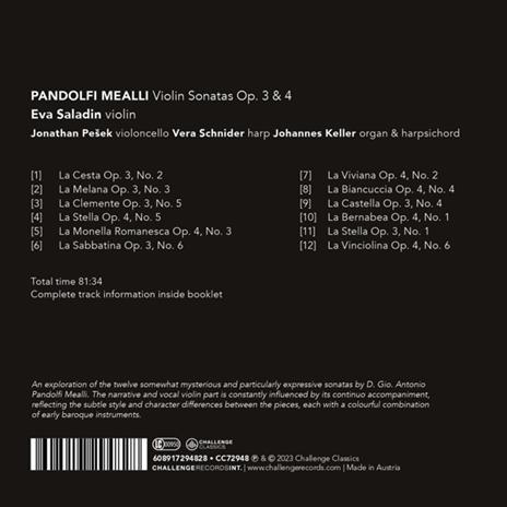 Pandolfi Mealli. Violin Sonatas Op. 3 & 4 - CD Audio di Eva Saladin - 2