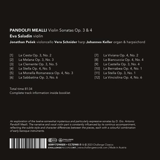Pandolfi Mealli. Violin Sonatas Op. 3 & 4 - CD Audio di Eva Saladin - 2