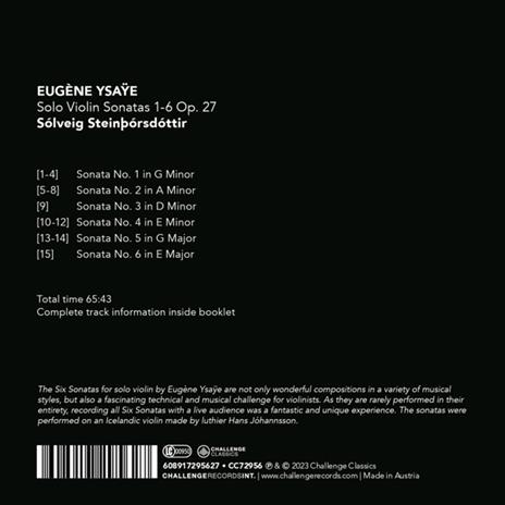 Solo Violin Sonatas 1-6 Op. 27 - CD Audio di Solveig Steinborsdottir - 2