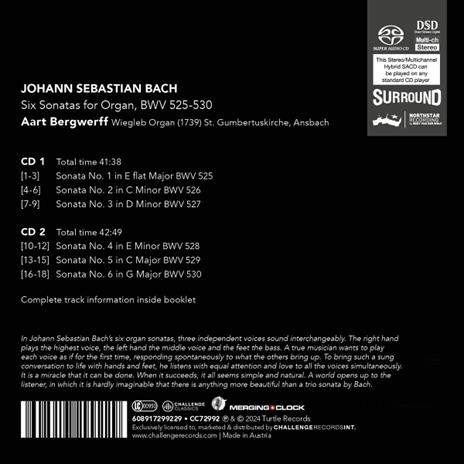 Six Sonatas For Organ Bwv 525-530 - CD Audio di Johann Sebastian Bach,Aart Bergwerff - 2
