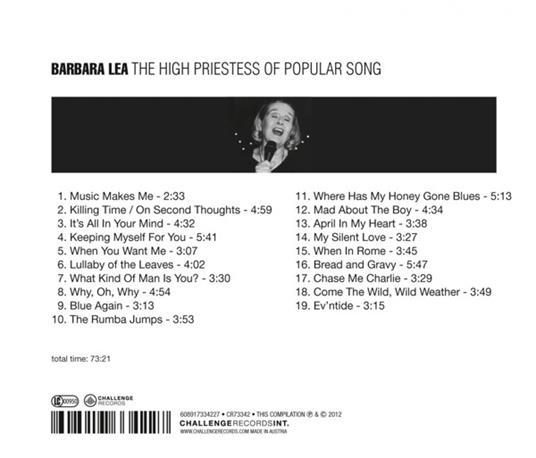The High Priestess of Popular Song - CD Audio di Barbara Lea - 2