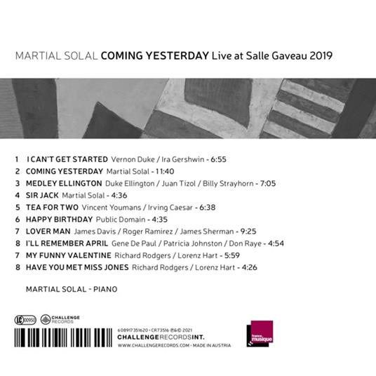 Coming Yesterday. Live at Salle Gaveau 2019 - CD Audio di Martial Solal - 2