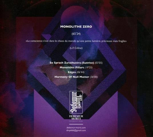 Monolithe Zero - CD Audio di Monolithe - 2