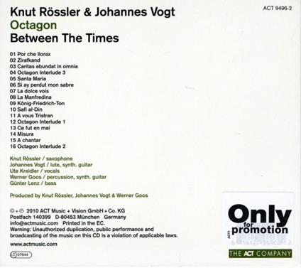 Octagon - CD Audio di Johannes Vogt,Knut Rössler