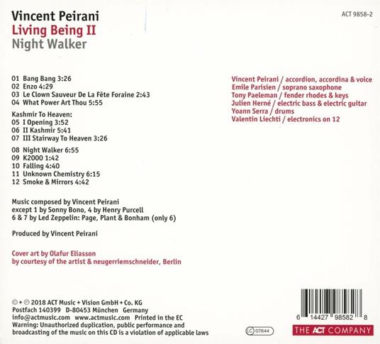 Living Being II - Night Walker - CD Audio di Vincent Peirani - 2