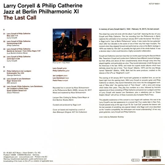 Jazz At Berlin Philharmonic XI. The Last Call - Vinile LP di Philip Catherine,Larry Coryell - 2