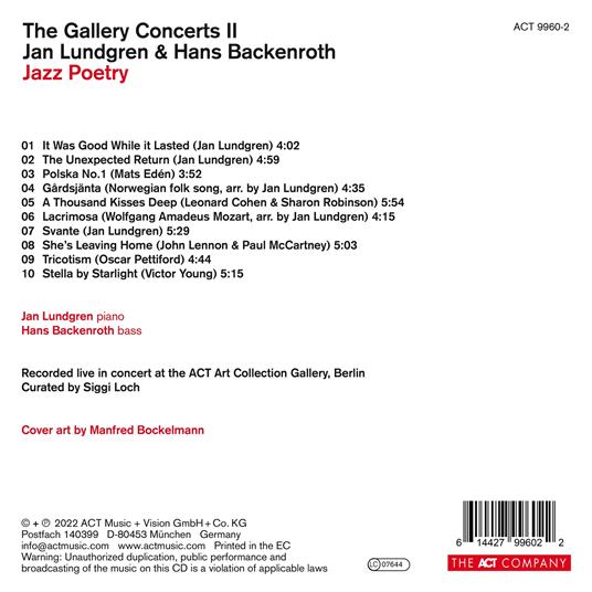 The Gallery Concerts II - Jazz Poetry - CD Audio di Jan Lundgren - 2