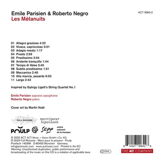 Les Metanuits - CD Audio di Emile Parisien,Roberto Negro - 2