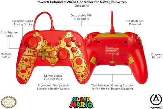 PowerA Enhanced Wired Oro, Rosso, Giallo USB Gamepad Nintendo Switch - 5