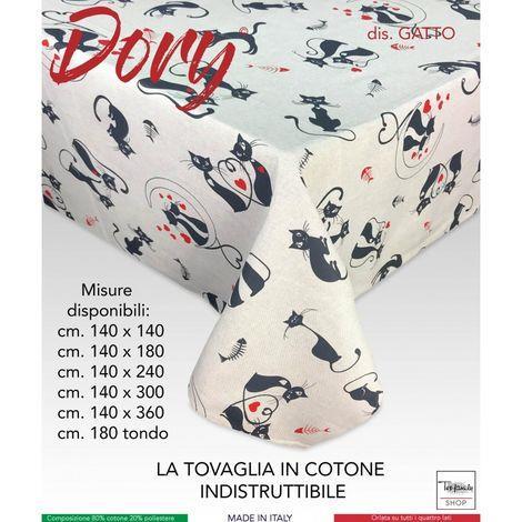 Tovaglia Dory Gatti Disegno Gatto Nero Cm. 140X180 X6 Persone - 6