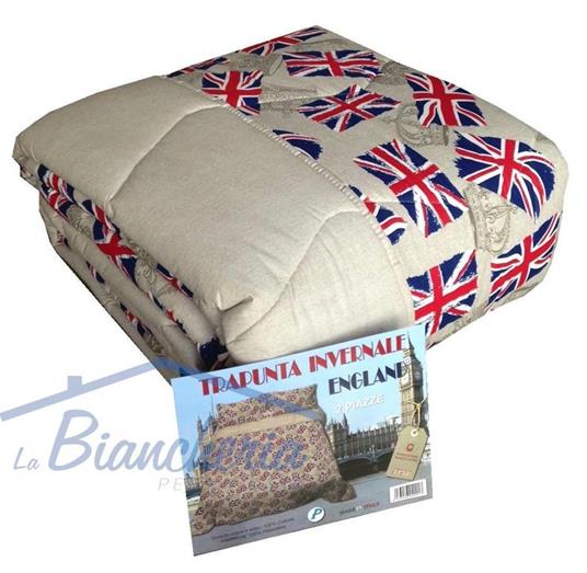 Trapunta bandiera inglese inghilterra flag made in italy puro cotone - 1 piazza