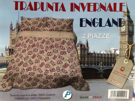 Trapunta bandiera inglese inghilterra flag made in italy puro cotone - 2 piazze - 4