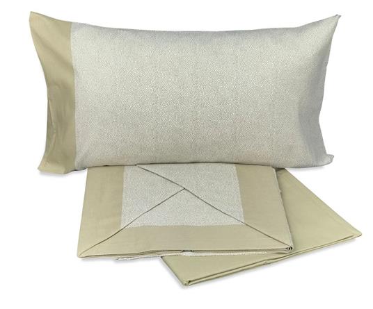 tex family Completo Lenzuola Lenzuolo New BORBONESE Beige Puro Cotone Due Piazze 