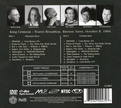 Live in Argentina 1994 (2 DVD) - DVD di King Crimson - 2