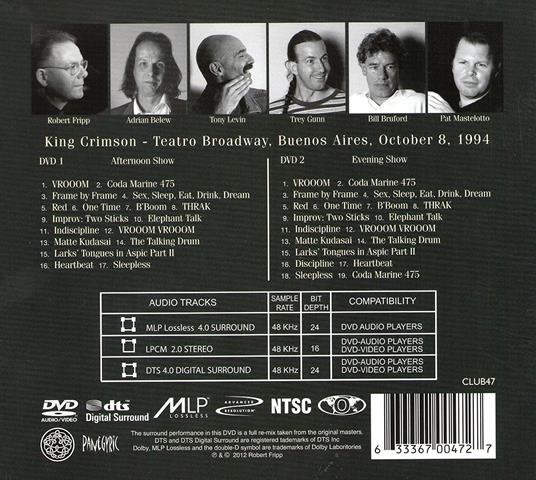 Live in Argentina 1994 (2 DVD) - DVD di King Crimson - 2