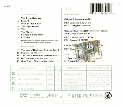 Starless and the Bible Black (40th Anniversary Edition) - CD Audio + DVD di King Crimson - 2