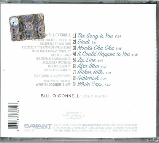 Monk's Cha-Cha. Solo Piano Live at Carnegie-Farian Room - CD Audio di Bill O'Connell - 2