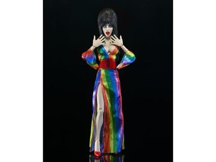Elvira, Mistress Of The Dark Clothed Action Figura Over The Arcobaleno Elvira 20 Cm Neca