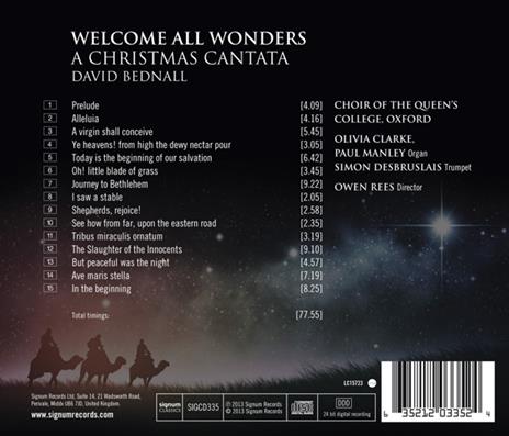 Welcome All Wonders.A Christmas Cantata - CD Audio di D. Bednall - 2